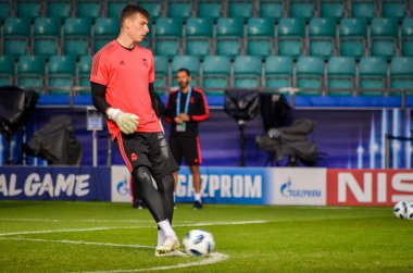 Tallinn, Estonya - 15 Ağustos, 2018: son 2018 Uefa Süper Kupası maç önce Atletico Madrid vs Real Madrid, Estonya arasında Real Madrid futbol oyuncuların eğitim