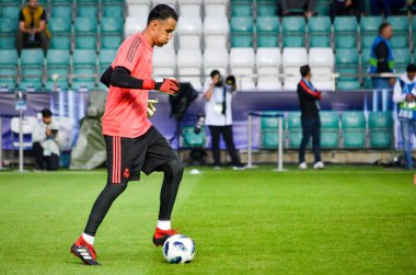 Tallinn, Estonya - 15 Ağustos, 2018: son 2018 Uefa Süper Kupası maç önce Atletico Madrid vs Real Madrid, Estonya arasında Real Madrid futbol oyuncuların eğitim