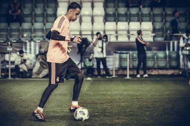 Tallinn, Estonya - 15 Ağustos, 2018: son 2018 Uefa Süper Kupası maç önce Atletico Madrid vs Real Madrid, Estonya arasında Real Madrid futbol oyuncuların eğitim