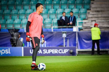 Tallinn, Estonya - 15 Ağustos, 2018: son 2018 Uefa Süper Kupası maç önce Atletico Madrid vs Real Madrid, Estonya arasında Real Madrid futbol oyuncuların eğitim