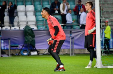 Tallinn, Estonya - 15 Ağustos, 2018: 2018 Uefa Süper Kupası Finali sırasında Keylor Navas maç arada Atletico Madrid vs Real Madrid A. Le Coq Arena Stadyumu, Estonya