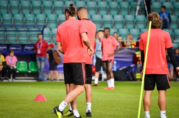 Tallinn, Estonya - 15 Ağustos, 2018: son 2018 Uefa Süper Kupası maç önce Atletico Madrid vs Real Madrid, Estonya arasında Real Madrid futbol oyuncuların eğitim