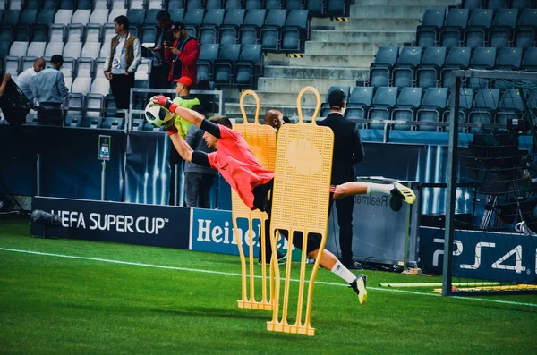 Tallinn Estônia Agosto 2018 Jogadores Futebol Durante Jogo Final Supercopa — Fotografia de Stock