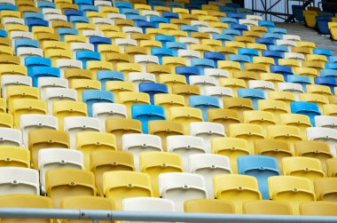 Lviv , Ukrayna - 10 Ağustos 2018: Slovakya ve Ukrayna, Ukrayna milli takımları arasında Uefa Uluslar Ligi grup seçimi sırasında boş stadyum Arena Lviv genel görünümü
