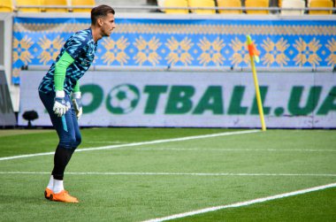 Lviv , Ukrayna - 10 Ağustos 2018: Slovakya ve Ukrayna milli takımları arasında Arena Lviv, Ukrayna'da oynanan Uefa Uluslar Ligi grup seçimi sırasında futbolcu