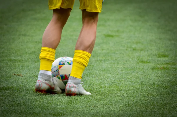 Lvov Ukrajina Srpna 2018 Fotbaloví Hráči Koulí Nohách Během Ligy — Stock fotografie