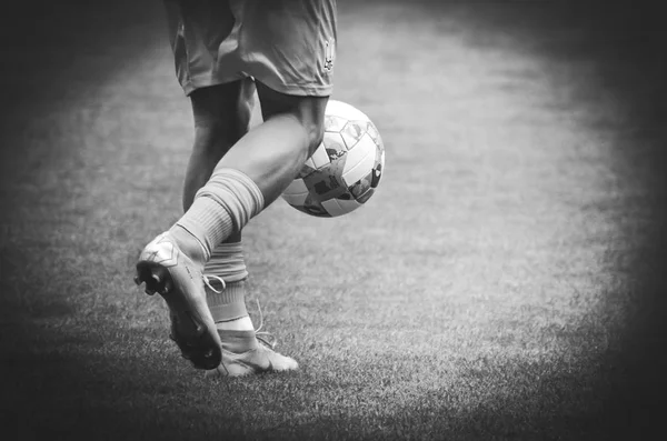 Lvov Ukrajina Srpna 2018 Fotbaloví Hráči Koulí Nohách Během Ligy — Stock fotografie