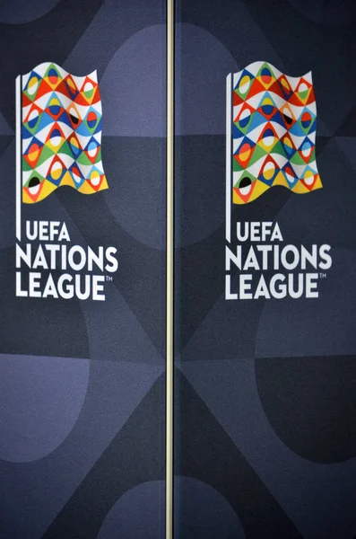 Lviv Ukraine Août 2018 Logo Ligue Des Nations Uefa Barre — Photo
