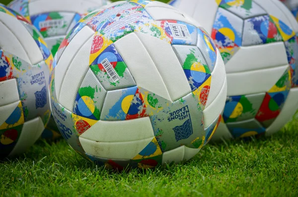 Lviv Oekraïne Augustus 2018 Officiële Ballen Van Uefa Nations League — Stockfoto