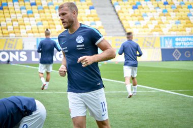Lviv , Ukrayna - 10 Ağustos 2018: Adam Nemec, Slovakya ve Ukrayna milli takımları arasında Arena Lviv, Ukrayna'da oynanan Uefa Uluslar Ligi grup seçimi sırasında