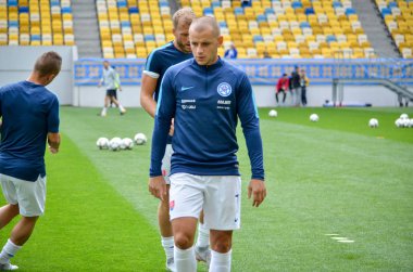 Lviv , Ukrayna - 10 Ağustos 2018: Vladimir Weiss, Slovakya ve Ukrayna milli takımları arasında Arena Lviv, Ukrayna'da oynanan Uefa Uluslar Ligi grup seçimi sırasında
