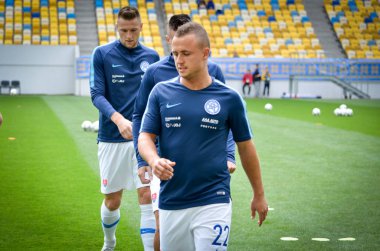 Lviv , Ukrayna - 10 Ağustos 2018: Slovakya ve Ukrayna milli takımları arasında Uefa Uluslar Ligi grup seçimi sırasında Stanislav Lobotka