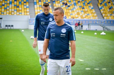 Lviv , Ukrayna - 10 Ağustos 2018: Slovakya ve Ukrayna milli takımları arasında Uefa Uluslar Ligi grup seçimi sırasında Stanislav Lobotka