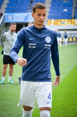 Lviv , Ukrayna - 10 Ağustos 2018: Lubomir Satka, Slovakya ve Ukrayna milli takımları arasında Arena Lviv, Ukrayna'da oynanan Uefa Uluslar Ligi grup seçimi sırasında