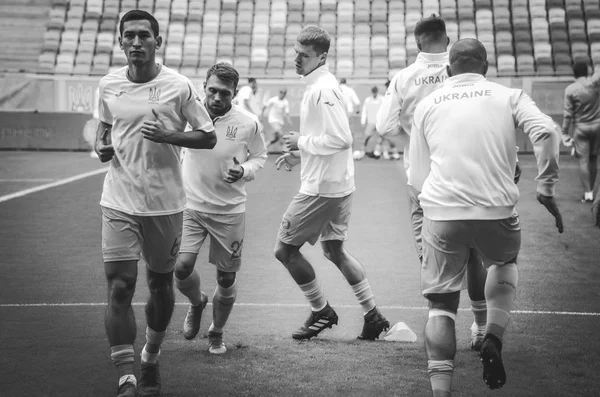 Lviv Ucrânia Agosto 2018 Treinamento Jogadores Futebol Equipe Ucraniana Durante — Fotografia de Stock