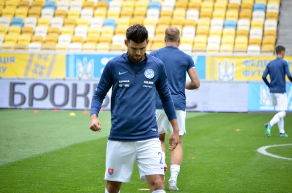Lviv , Ukrayna - 10 Ağustos 2018: Slovakya ve Ukrayna milli takımları arasında Arena Lviv, Ukrayna'da oynanan Uefa Uluslar Ligi grup seçimi sırasında futbolcu
