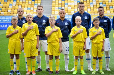 Lviv , Ukrayna - 10 Ağustos 2018: Uefa Uluslar Ligi grup seçimi sırasında slovakya milli takımının genel fotoğrafı