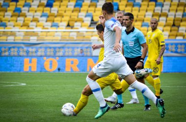 Lviv , Ukrayna - 10 Ağustos 2018: Lubomir Satka, Slovakya ve Ukrayna milli takımları arasında Uefa Uluslar Ligi grup seçimi sırasında