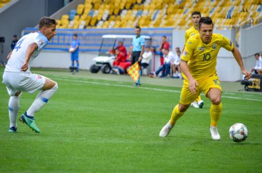 Lviv , Ukrayna - 10 Ağustos 2018: Lubomir Satka, Slovakya ve Ukrayna milli takımları arasında Uefa Uluslar Ligi grup seçimi sırasında