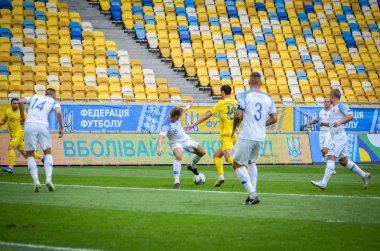 Lviv , Ukrayna - 10 Ağustos 2018: Slovakya ve Ukrayna milli takımları arasında Arena Lviv, Ukrayna'da oynanan Uefa Uluslar Ligi grup seçimi sırasında futbolcu