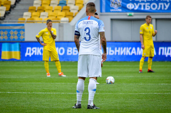 Lviv , Ukraine - August 10, 2018: Martin Skrtel during group selection of the UEFA Nations League between the national teams of Slovakia and Ukraine on the Arena Lviv, Ukraine