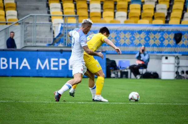 Lviv Oekraïne Augustus 2018 Juraj Kucka Tijdens Groepsselectie Van Uefa — Stockfoto