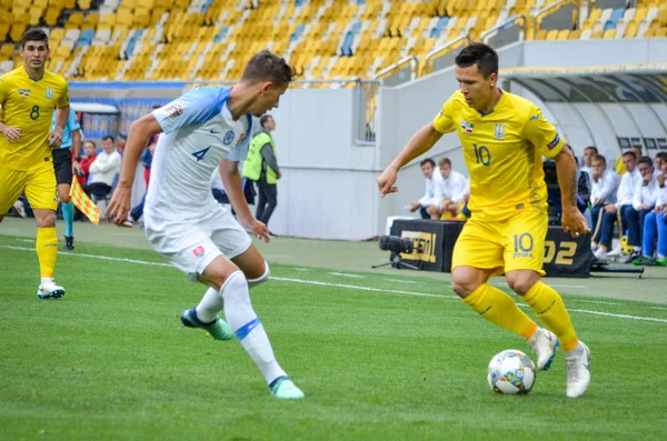 利沃夫 乌克兰 2018年8月10日 在斯洛伐克和乌克兰国家队之间的欧足联国家联赛小组选择期间 卢博米尔 萨特卡 — 图库照片