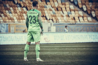 Lviv , Ukrayna - 10 Ağustos 2018: Arena Lviv, Ukrayna'da Slovakya ve Ukrayna milli takımları arasında Uefa Uluslar Ligi grup seçimi sırasında Martin Dubravka