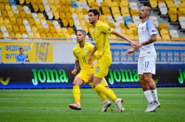 Lviv , Ukrayna - 10 Ağustos 2018: Marek Hamsik, Slovakya ve Ukrayna milli takımları arasında Arena Lviv, Ukrayna'da oynanan Uefa Uluslar Ligi grup seçimi sırasında