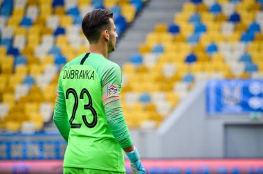Lviv , Ukrayna - 10 Ağustos 2018: Arena Lviv, Ukrayna'da Slovakya ve Ukrayna milli takımları arasında Uefa Uluslar Ligi grup seçimi sırasında Martin Dubravka