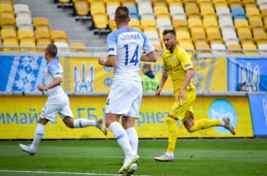 Lviv , Ukrayna - 10 Ağustos 2018: Uefa Uluslar Ligi grup seçimi sırasında Slovakya ve Ukrayna milli takımları arena da Lviv, Ukrayna