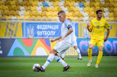 Lviv , Ukrayna - 10 Ağustos 2018: Robert Mak, Slovakya ve Ukrayna milli takımları arasında Arena Lviv, Ukrayna'da oynanan Uefa Uluslar Ligi grup seçimi sırasında
