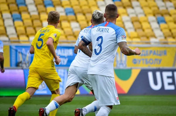 Lviv Oekraïne Augustus 2018 Martin Skrtel Tijdens Groepsselectie Van Uefa — Stockfoto