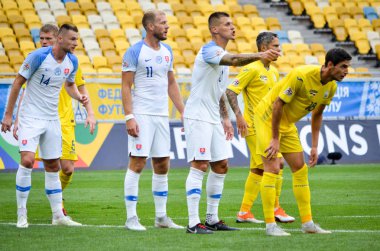 Lviv , Ukrayna - 10 Ağustos 2018: Martin Skrtel, Slovakya ve Ukrayna milli takımları arasında Arena Lviv, Ukrayna'da oynanan Uefa Uluslar Ligi grup seçimi sırasında