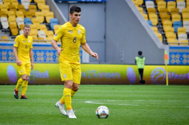 Lviv , Ukrayna - 10 Ağustos 2018: Avrupa Ligi grup seçimi sırasında Slovakya ve Ukrayna milli takımları arena lviv, Ukrayna