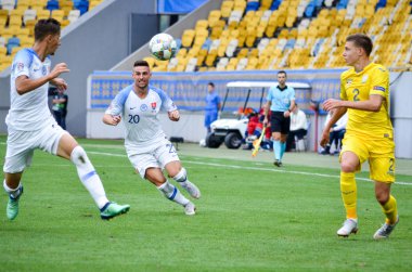 Lviv , Ukrayna - 10 Ağustos 2018: Robert Mak, Slovakya ve Ukrayna milli takımları arasında Arena Lviv, Ukrayna'da oynanan Uefa Uluslar Ligi grup seçimi sırasında