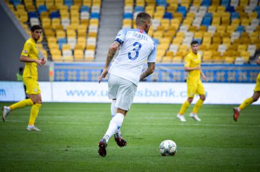 Lviv , Ukrayna - 10 Ağustos 2018: Martin Skrtel, Slovakya ve Ukrayna milli takımları arasında Arena Lviv, Ukrayna'da oynanan Uefa Uluslar Ligi grup seçimi sırasında