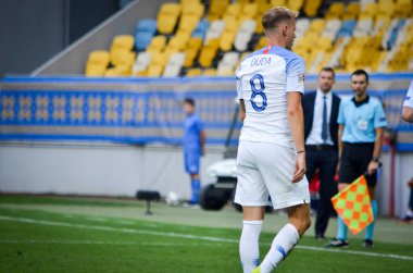 Lviv , Ukrayna - 10 Ağustos 2018: Ondrej Duda, Slovakya ve Ukrayna milli takımları arasında Uefa Uluslar Ligi grup seçimi sırasında