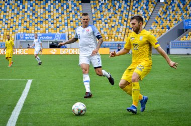Lviv , Ukrayna - 10 Ağustos 2018: Slovakya ve Ukrayna, Ukrayna milli takımları arasında Uefa Uluslar Ligi grup seçimi sırasında Martin Skrtel