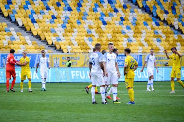 Lviv , Ukrayna - 10 Ağustos 2018: Slovakya ve Ukrayna milli takımları arasında Arena Lviv, Ukrayna'da oynanan Uefa Uluslar Ligi grup seçimi sırasında futbolcu