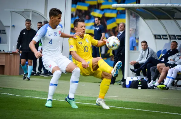 리비우 우크라이나 2018 슬로바키아와 우크라이나 우크라이나의 대표팀 사이의 Uefa 네이션스 — 스톡 사진