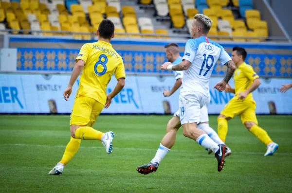 利沃夫 乌克兰 2018年8月10日 朱拉杰 库卡在乌克兰利沃夫体育场举行的欧足联国家联赛分组选拔中斯洛伐克和乌克兰国家队 — 图库照片