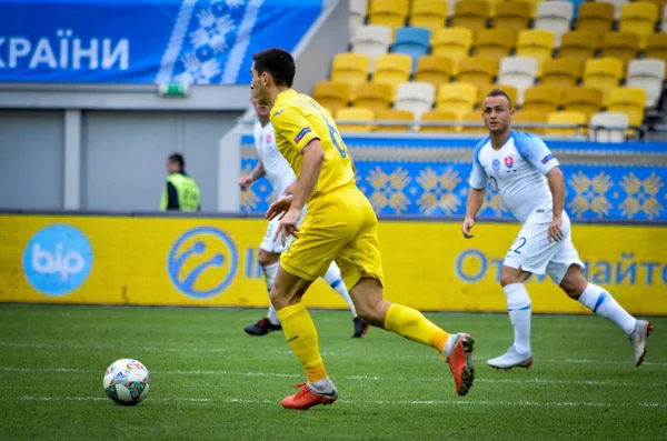 Lviv Ucrânia Agosto 2018 Taras Stepanenko Durante Seleção Grupos Liga — Fotografia de Stock
