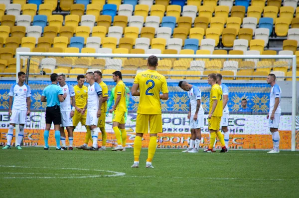 Lviv Ucrânia Agosto 2018 Jogador Futebol Durante Seleção Grupos Liga — Fotografia de Stock