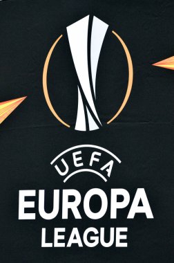 Kharkiv, Ukrayna - 14 Şubat 2019: Uefa Avrupa Ligi logosu