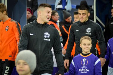 Kharkiv, Ukrayna - 14 Şubat 2019: Uefa'da Luka Jovic