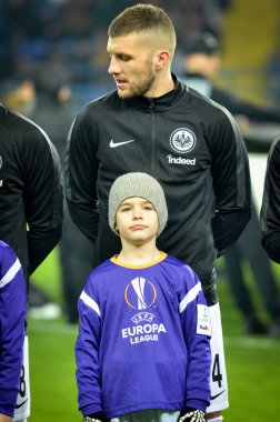 Kharkiv, Ukrayna - 14 Şubat 2019: Ante Rebic Uefa sırasında