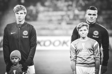 Kharkiv, Ukrayna - 14 Şubat 2019: Martin Hinteregger ve Fi