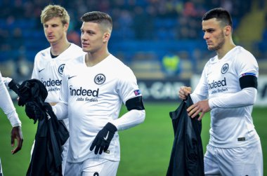 Kharkiv, Ukrayna - 14 Şubat 2019: Uefa'da Luka Jovic