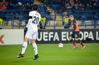 Kharkiv, Ukrayna - 14 Şubat 2019: Makoto Hasebe oyuncu durin